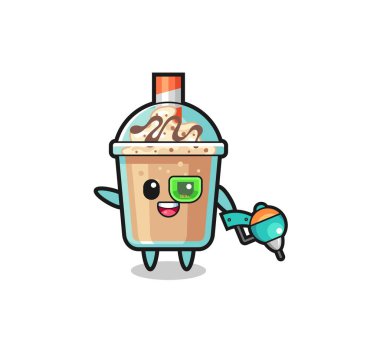 milkshake cartoon as future warrior mascot , cute design