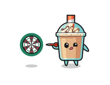 cute milkshake is playing dart , cute design