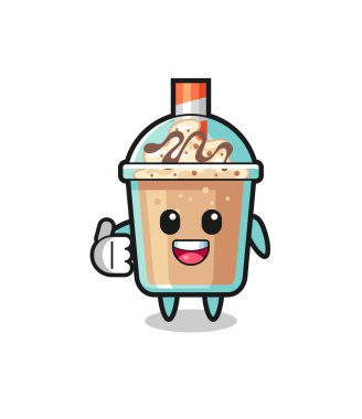 milkshake mascot doing thumbs up gesture , cute design