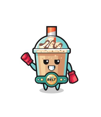 milkshake boxer mascot character , cute design