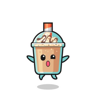 milkshake character is jumping gesture , cute design