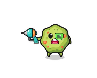 cute puke holding a future gun , cute design