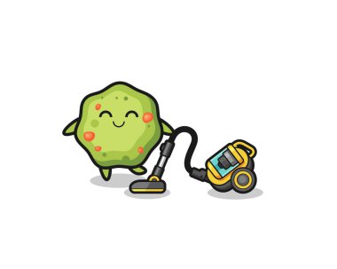 cute puke holding vacuum cleaner illustration , cute design