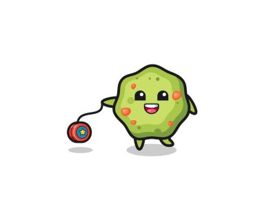 cartoon of cute puke playing a yoyo , cute design
