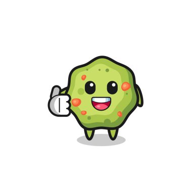 puke mascot doing thumbs up gesture , cute design