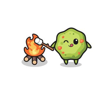 puke character is burning marshmallow , cute design