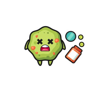 illustration of overdose puke character , cute design