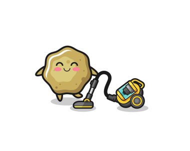 cute loose stools holding vacuum cleaner illustration , cute design