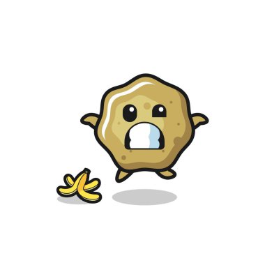 loose stools cartoon is slip on a banana peel , cute design