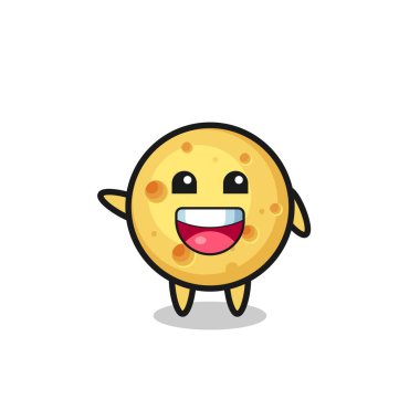 Mutlu yuvarlak peynir şirin maskot karakteri, şirin tasarım