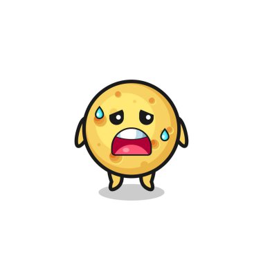 Yuvarlak peynirin yorgunluk çizgi filmi, şirin tasarım.