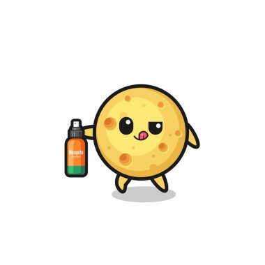 Sivrisinek savar içeren sevimli yuvarlak peynir, şirin tasarım.