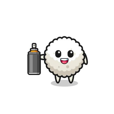 Grafiti bombacısı olarak şirin pirinç topu, şirin bir tasarım.