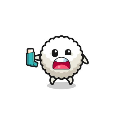 Pirinç topu maskotunun astımı vardı. Astım spreyini tutarken, şirin bir tasarım.