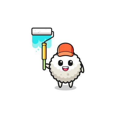 Boya silindirli pirinç topu boyacısı maskotu, şirin bir tasarım.