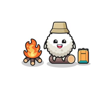 Pirinç topu karikatürünün kamp çizimi, şirin tasarım.