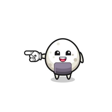 Sol işaret eden onigiri çizgi filmi, şirin tasarım.