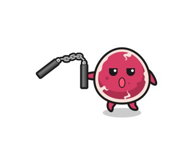 Mınçıka kullanan sığır eti karikatürü, şirin tasarım.