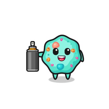 Grafiti bombacısı olarak sevimli amip, şirin tasarım.