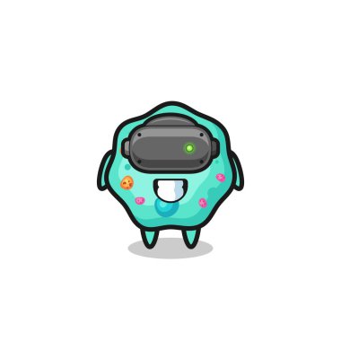 şirin amip VR kulaklık kullanıyor, şirin tasarım.