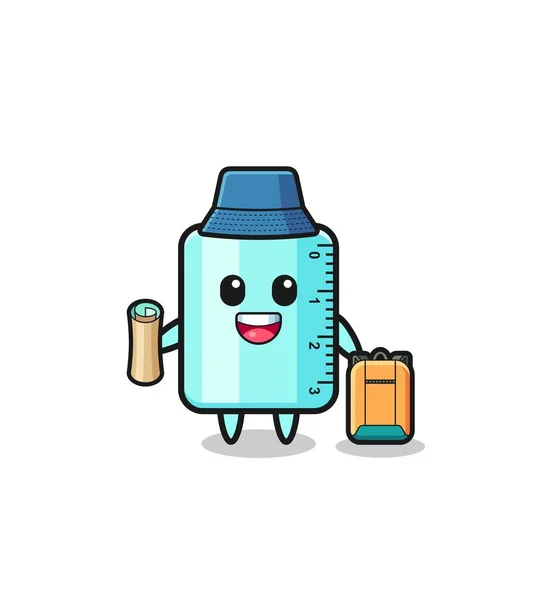 Ruler Mascot Character Hiker Cute Design — Wektor stockowy