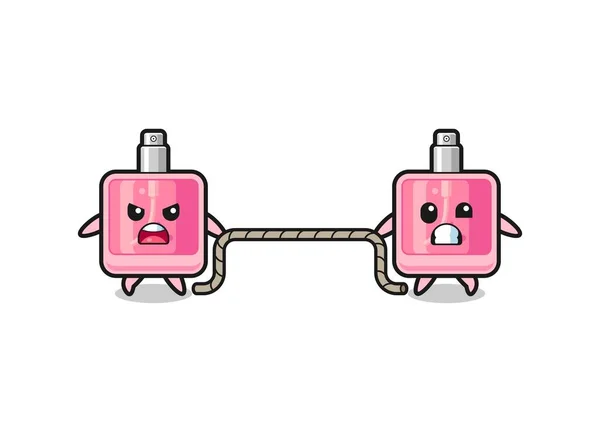 Cute Perfume Character Playing Tug War Game Cute Design — Image vectorielle