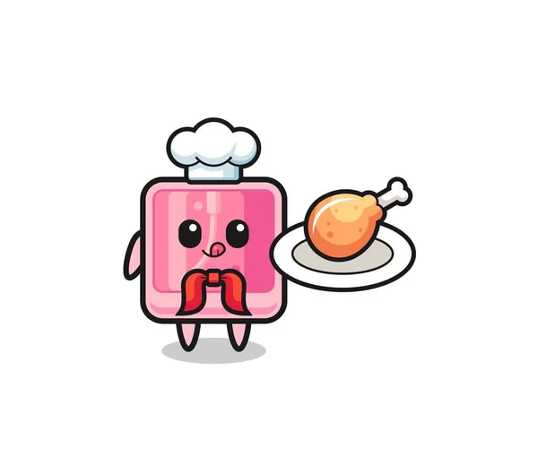 Perfume Fried Chicken Chef Cartoon Character Cute Design — стоковый вектор