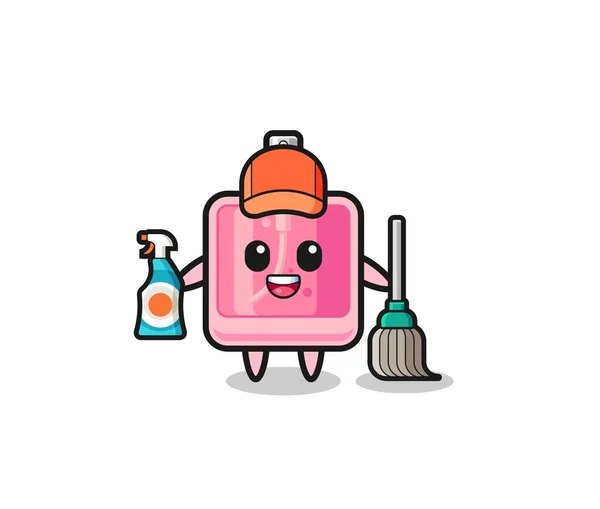 Cute Perfume Character Cleaning Services Mascot Cute Design —  Vetores de Stock