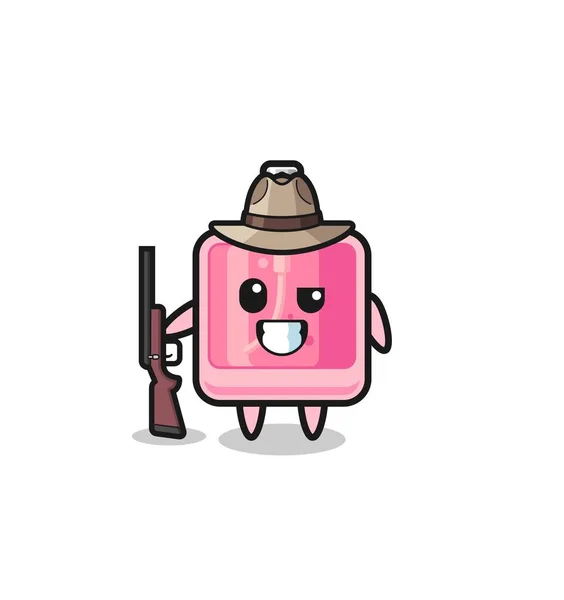 Perfume Hunter Mascot Holding Gun Cute Design — Stockový vektor