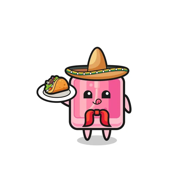 Perfume Mexican Chef Mascot Holding Taco Cute Design — стоковий вектор