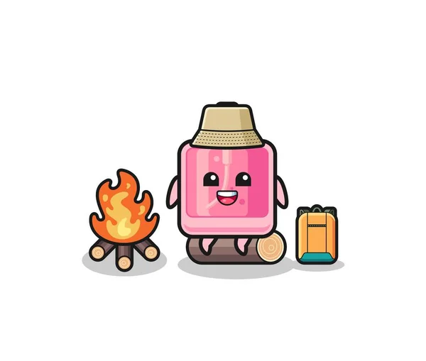 Camping Illustration Perfume Cartoon Cute Design — Stok Vektör
