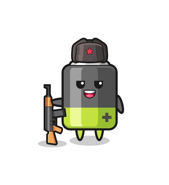 Cute Battery Cartoon Russian Army Cute Design — Stockvector