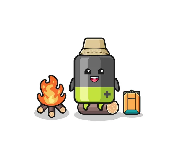 Camping Illustration Battery Cartoon Cute Design — Stockvector