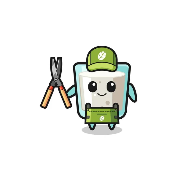 Cute Milk Gardener Mascot Cute Design — Stock vektor