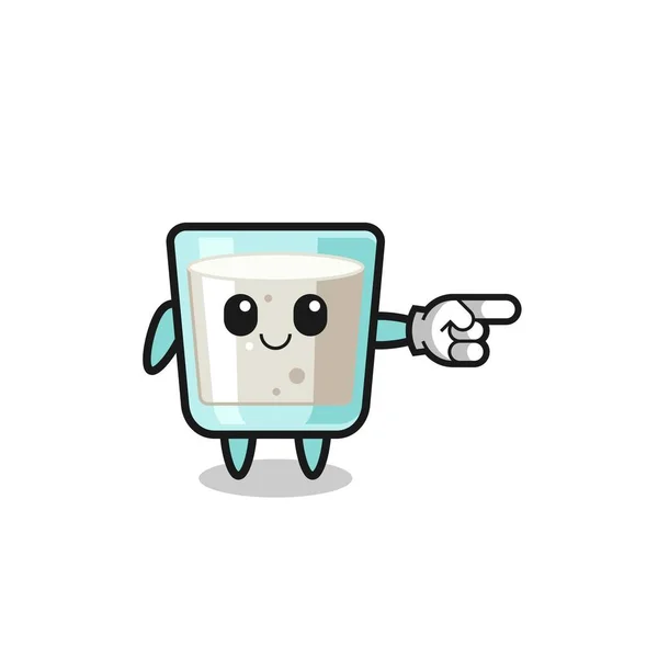 Milk Mascot Pointing Right Gesture Cute Design — Stock Vector