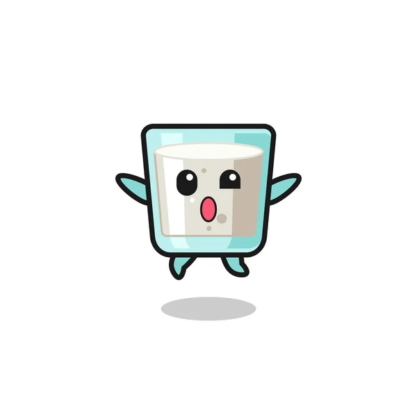 Milk Character Jumping Gesture Cute Design — Stock Vector