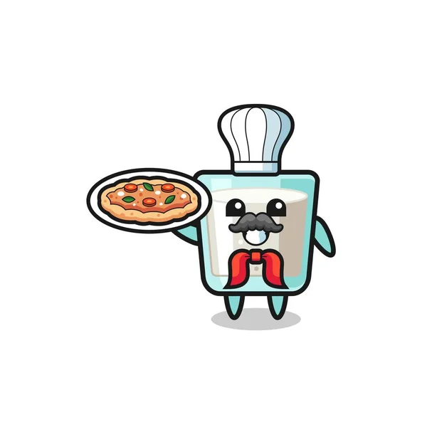 Milk Character Italian Chef Mascot Cute Design — Stock Vector