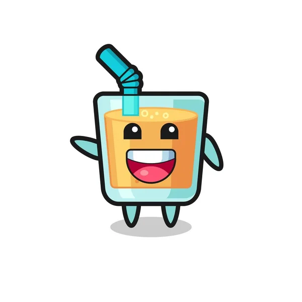 Happy Orange Juice Cute Mascot Character Cute Design — Stockvektor