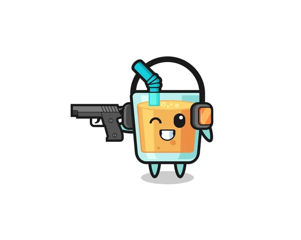 Illustration Orange Juice Cartoon Doing Shooting Range Cute Design — Stockvektor