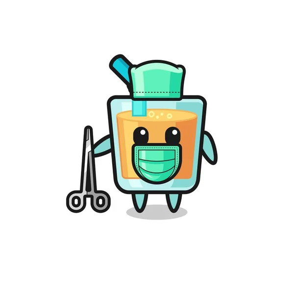 Surgeon Orange Juice Mascot Character Cute Design — Archivo Imágenes Vectoriales