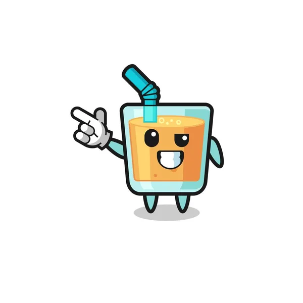 Orange Juice Mascot Pointing Top Left Cute Design — Stockový vektor