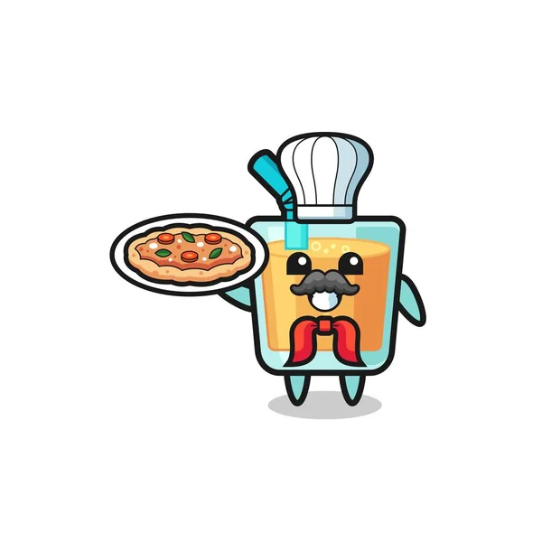 Orange Juice Character Italian Chef Mascot Cute Design — Stock vektor