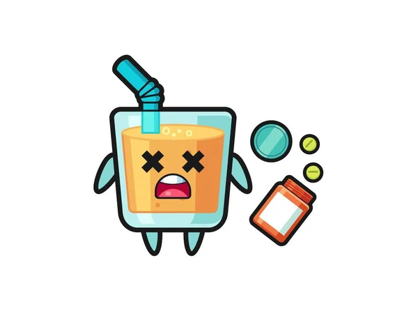 Illustration Overdose Orange Juice Character Cute Design —  Vetores de Stock