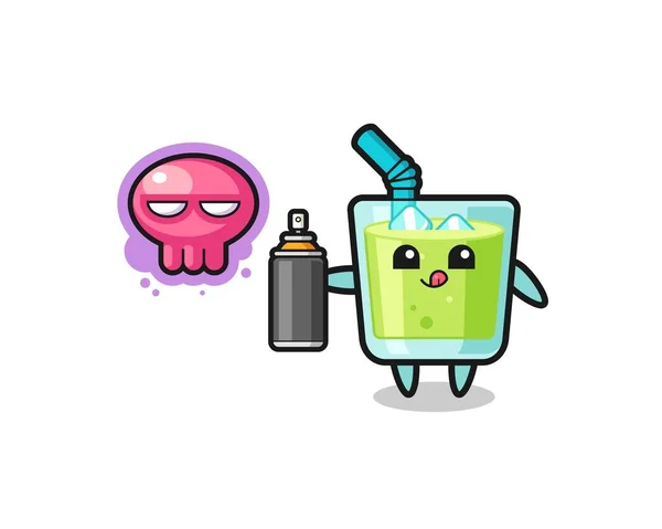 Melon Juice Cartoon Make Graffiti Spray Paint Cute Design — 图库矢量图片