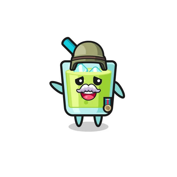 Cute Melon Juice Veteran Cartoon Cute Design — Vector de stock