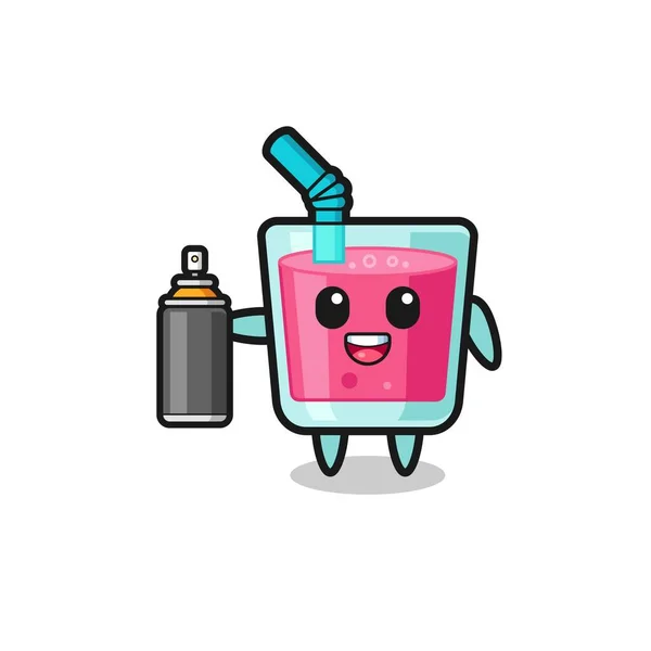 Cute Strawberry Juice Graffiti Bomber Cute Design — Stock vektor