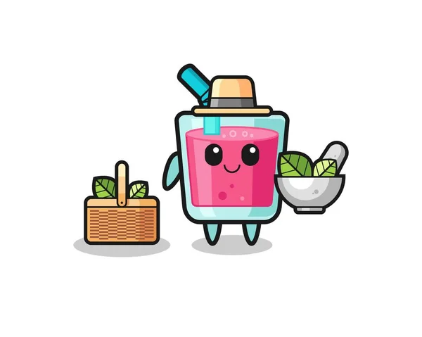 Strawberry Juice Herbalist Cute Cartoon Cute Design — Image vectorielle