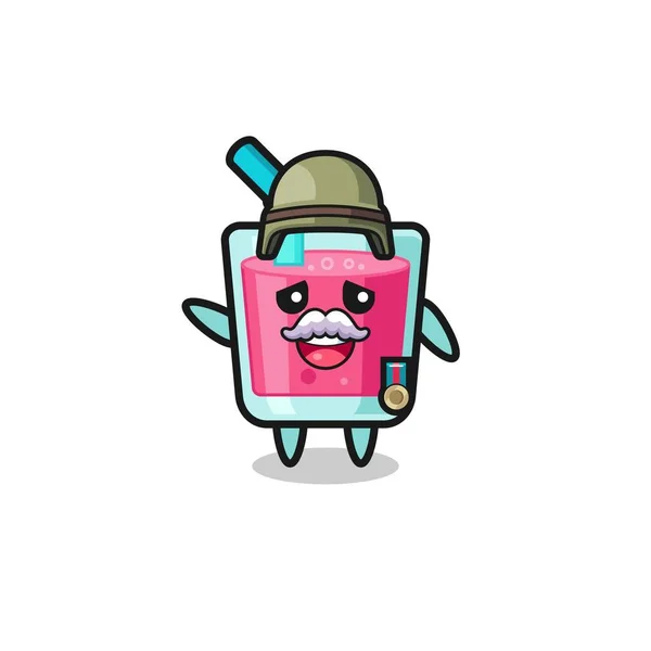 Cute Strawberry Juice Veteran Cartoon Cute Design — Stockvektor