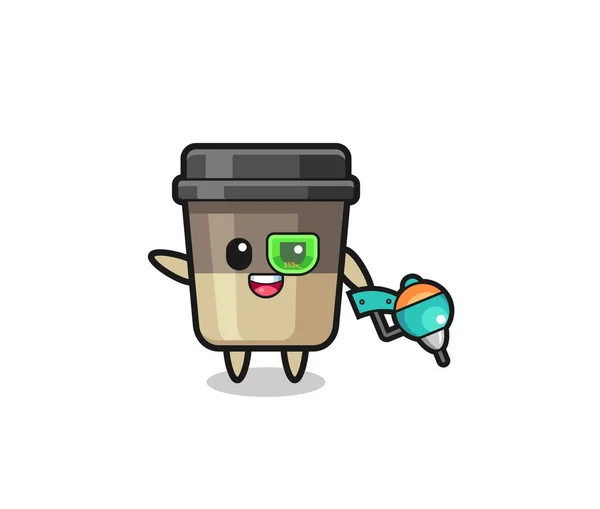 Coffee Cup Cartoon Future Warrior Mascot Cute Design — Stock vektor