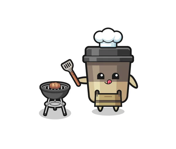 Coffee Cup Barbeque Chef Grill Cute Design — стоковый вектор